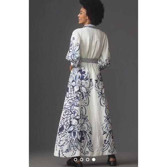 Anthropologie Blue and White Midi Dress - Picture 4 of 9